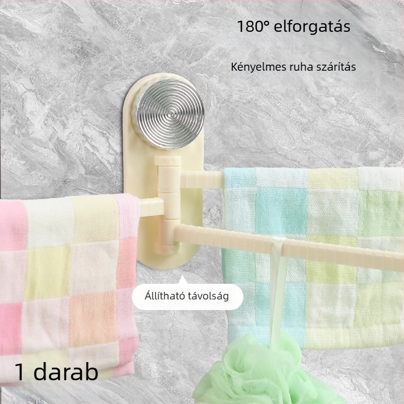 Fali konyhai törölköző- és kendőtartó vákuumos csészékkel, forgó, többrúdos leeresztő állvány, falra szerelhető
