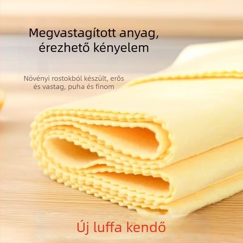 Aranysárga loofah tisztító kendő, nedvszívó és zsíroldó, konyhai tisztításhoz és folteltávolításhoz, vastag edény-törlő, rostos tekercs az olaj eltávolításához