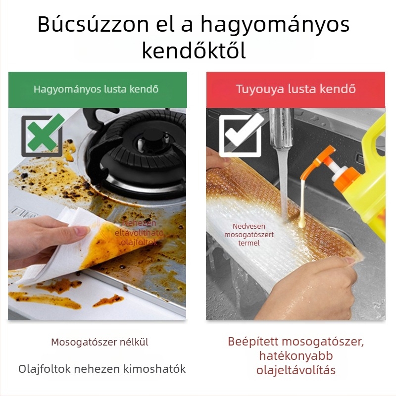 Konyhai nedves-száraz egyszer használatos buborékos törlőkendő, vastagított, mosogatáshoz és zsírtalanításhoz