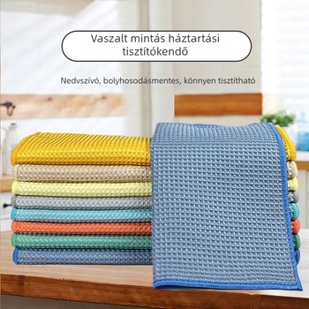 Waffle mintázatú konyhai tisztítókendő, egyszer használatos mosogatókendő edények és asztalok tisztításához, olajálló