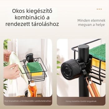 Fali szerelésű konyhai szivacs- és rongy tartó, vastított, többfunkciós rendező