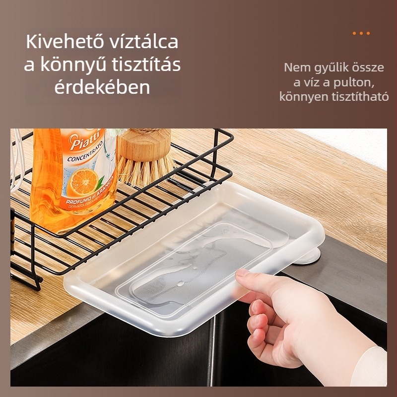 Fali szerelésű konyhai szivacs- és rongy tartó, vastított, többfunkciós rendező