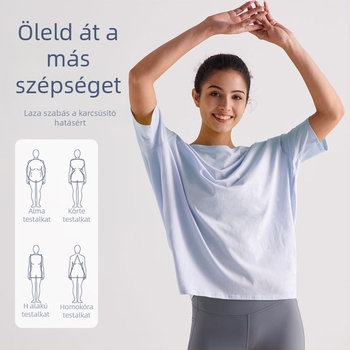RUNA PULSE Női rövid ujjú jóga felső, lélegző, gyorsan száradó, turtle-back dizájnnal, sokoldalú, slim szabás