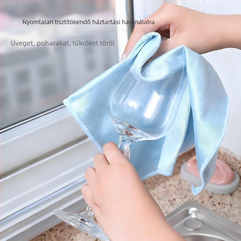 Üveg- és tükörtisztító rongy, szálmentes, nedvszívó, nyom nélkül, felületek törlésére