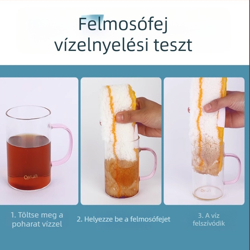 Vízfelvevő fejű üvegtisztító eszköz cserélhető kendővel, fehér