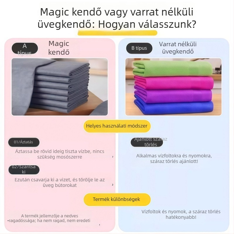 Nylon üveg tisztító kendő, nedvszívó és szálmentes, vízfoltmentes tükrökhöz és háztartási tisztításra