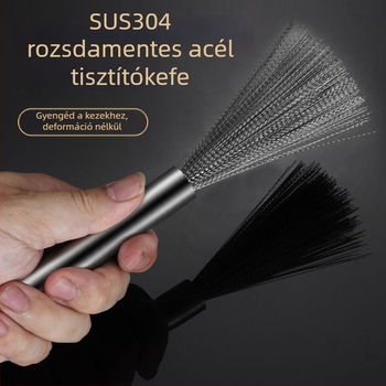 Rozsdamentes acél fazék keféje hosszú nyéllel – konyhai tisztítás