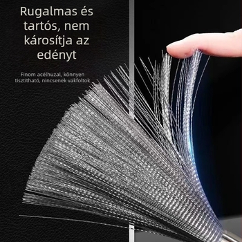 Rozsdamentes acél fazék keféje hosszú nyéllel – konyhai tisztítás