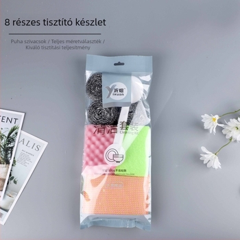 8 részes konyhai tisztító készlet: szivacsokkal, súrolókkal és acélgyapjú golyókkal