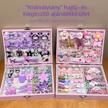 Yugui Dog témájú gyermek hajkiegészítő készlet — hajcsat, hajgumik és karkötő lányoknak (3–10 évesek)