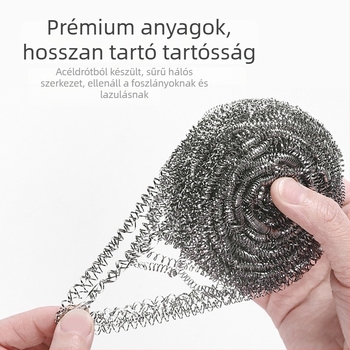 Rozsdamentes acél sodronyból készült tisztítólabda – mosogatáshoz, 6 darab