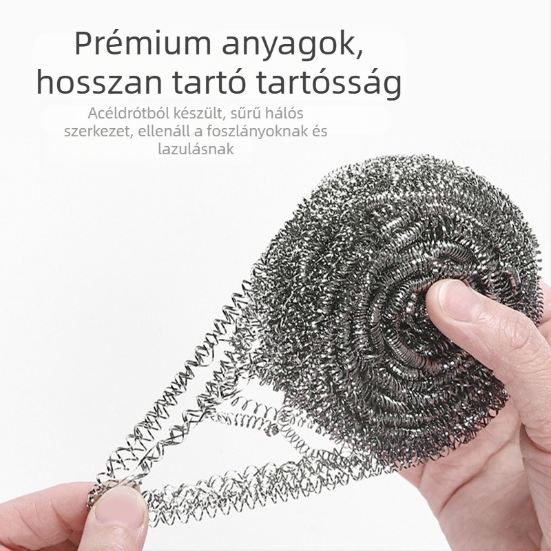 Rozsdamentes acél sodronyból készült tisztítólabda – mosogatáshoz, 6 darab