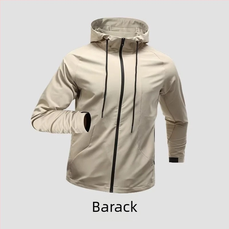 Tavaszi férfi kapucnis sportdzseki – egyszínű, lezser hoodie kültéri futáshoz és edzéshez