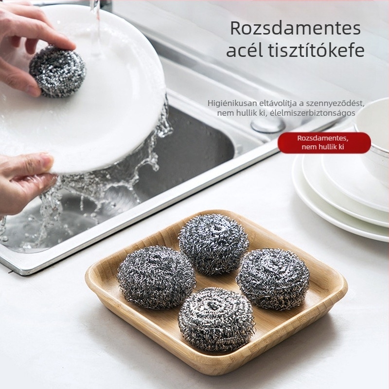 Nagy rozsdamentes acél huzalos súroló konyhai edényekhez