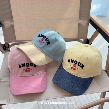 Gyermekeknek készült retro színblokkolt baseball sapka, hímzett csereszny e betűvel, napvédelem, uniszex