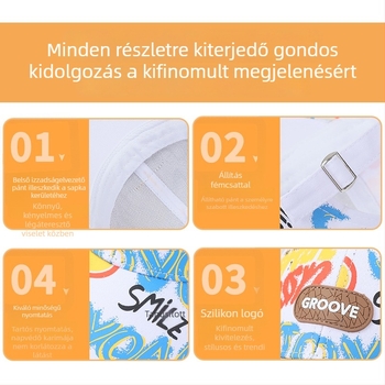 Gyerekeknek szóló street graffiti baseball sapka bőrcímkével, SMILE nyomtatás, ívelt karimával, tavasz–ősz, kültéri használatra