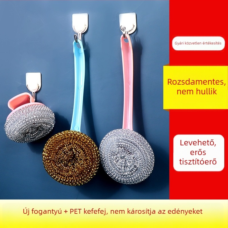 PET tisztító golyó, nem karcolja a serpenyőket, rozsdamentes acélhuzalból készült labda a konyhában