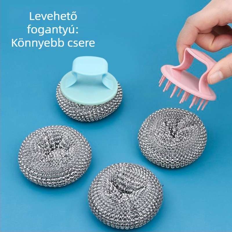 PET tisztító golyó, nem karcolja a serpenyőket, rozsdamentes acélhuzalból készült labda a konyhában