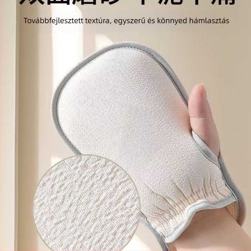 Exfoliáló fürdőkesztyű és testradírozó törölköző készlet