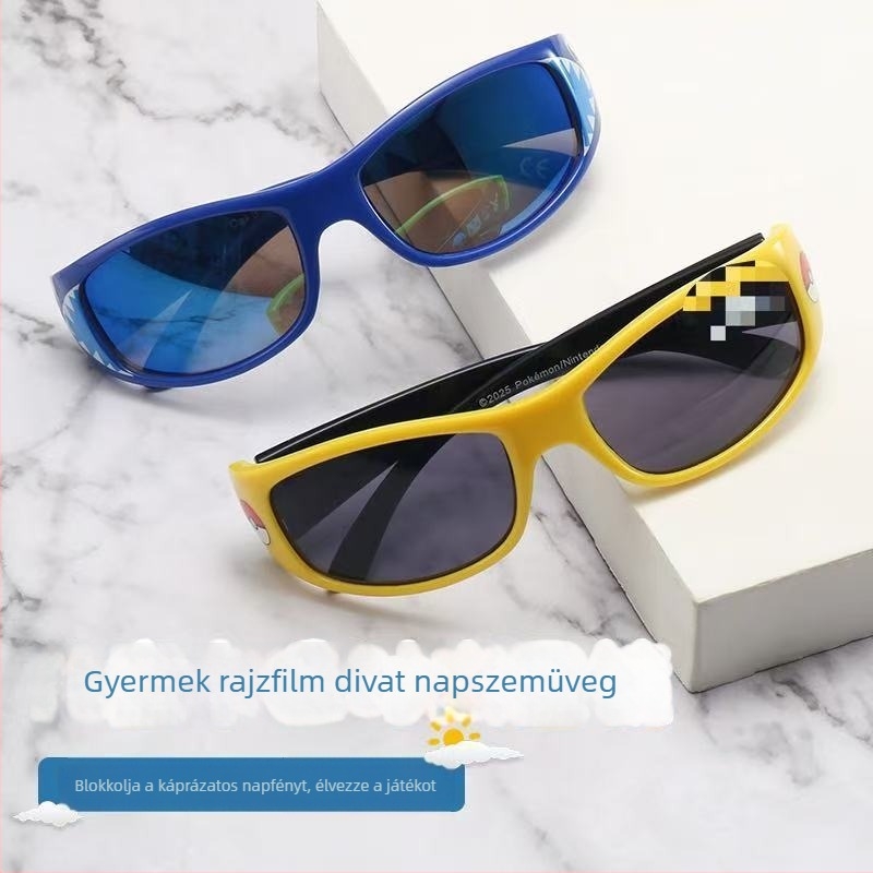 Gyerek napszemüveg, négyzetes keret, karikatúra dizájn, UV380 védelem