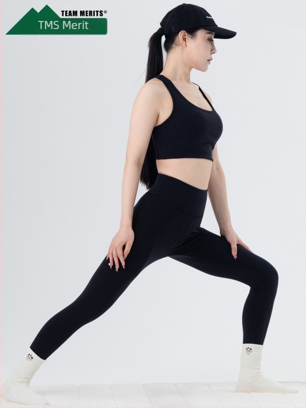 Női jóga nadrág és sporttop készlet, Pilates edzőruha, magas rugalmasságú anyag, levehető párnázással ellátott sportmelltartó, magas derekú, szoros fazon