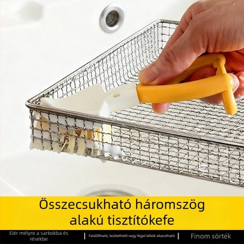 Konyhai mosogató rés tisztító ecset, összecsukható háromszög alakú fazek ecset – kímélő, karcolásmentes
