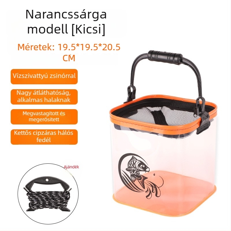 Kültéri átlátszó EVA horgász vödör összecsukható fogantyúval