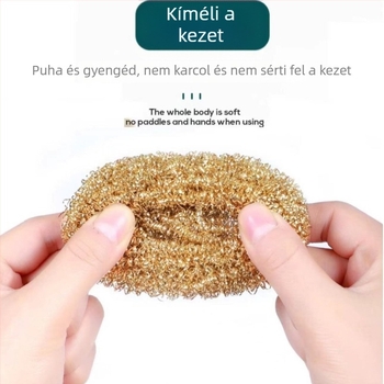 Rézdrótos tisztító golyó edényekhez – nem rozsdásodik, nem hagy lerakódásokat, eltávolítja a makacs foltokat, konyhai tisztító eszköz