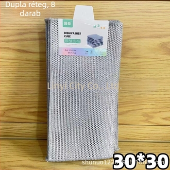 30×30 cm kétoldalas ezüstszálas kendő, 8 darabos készlet, konyhai tisztító kendő edényekhez