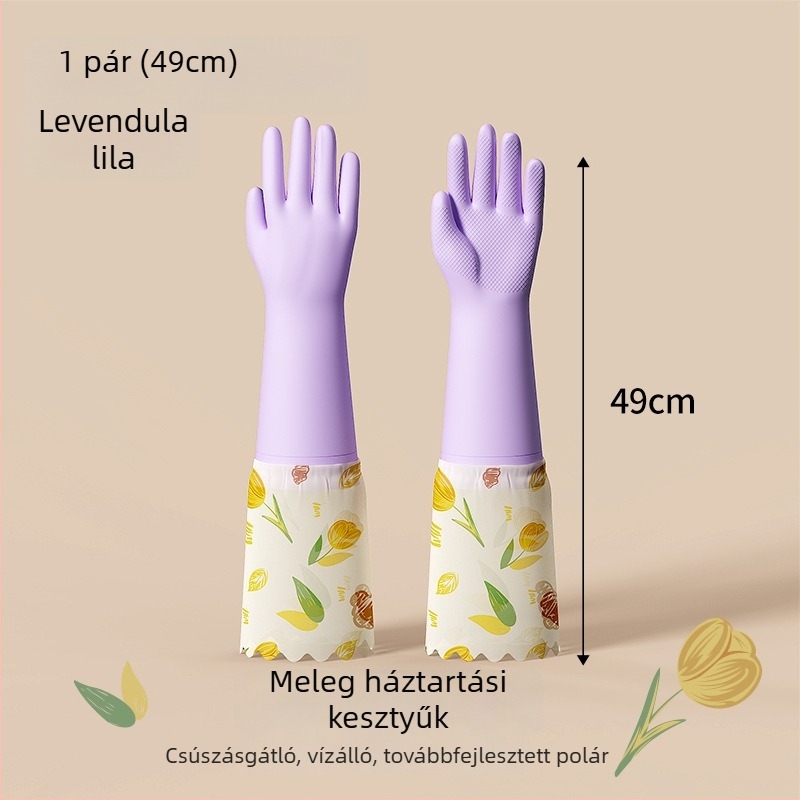 Meleg bélelt mosogatókesztyűk, vastag fleece béléssel, téli vízálló és tartósak tisztításra, mosásra és konyhai használatra