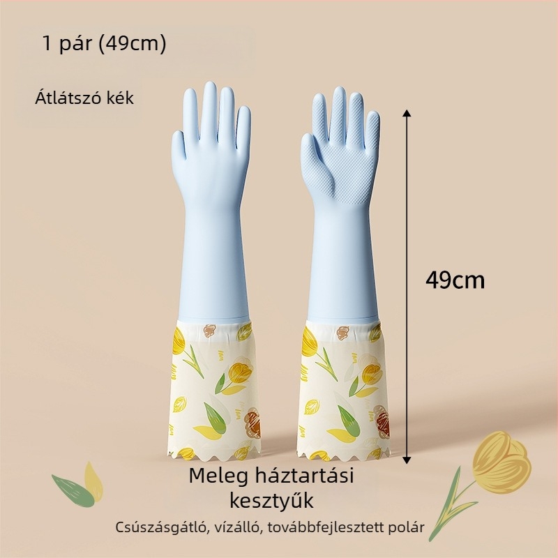 Meleg bélelt mosogatókesztyűk, vastag fleece béléssel, téli vízálló és tartósak tisztításra, mosásra és konyhai használatra