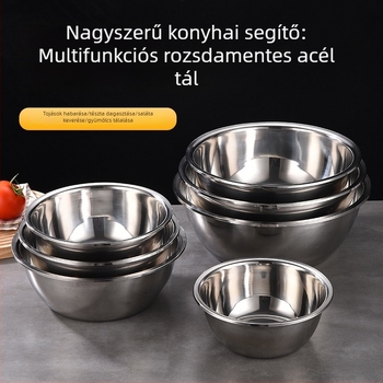 Nem mágneses rozsdamentes acél mosóedény, vastag falú, kissé kiemelkedő perem és fűszercső — sokoldalú konyhai mosóedény zöldségek és levesek számára