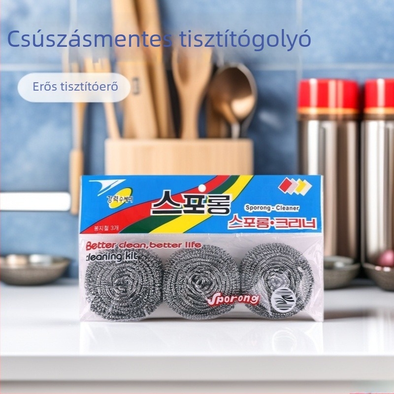 3 darab acélhuzal tisztító labdák edényekhez