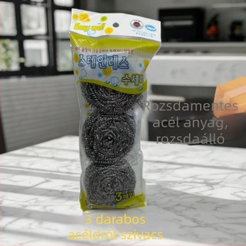 Háztartási rozsdamentes acélgolyó, nem hullik szál, mosogatáshoz és edényekhez, többfunkciós tisztító golyó a tűzhelyhez.