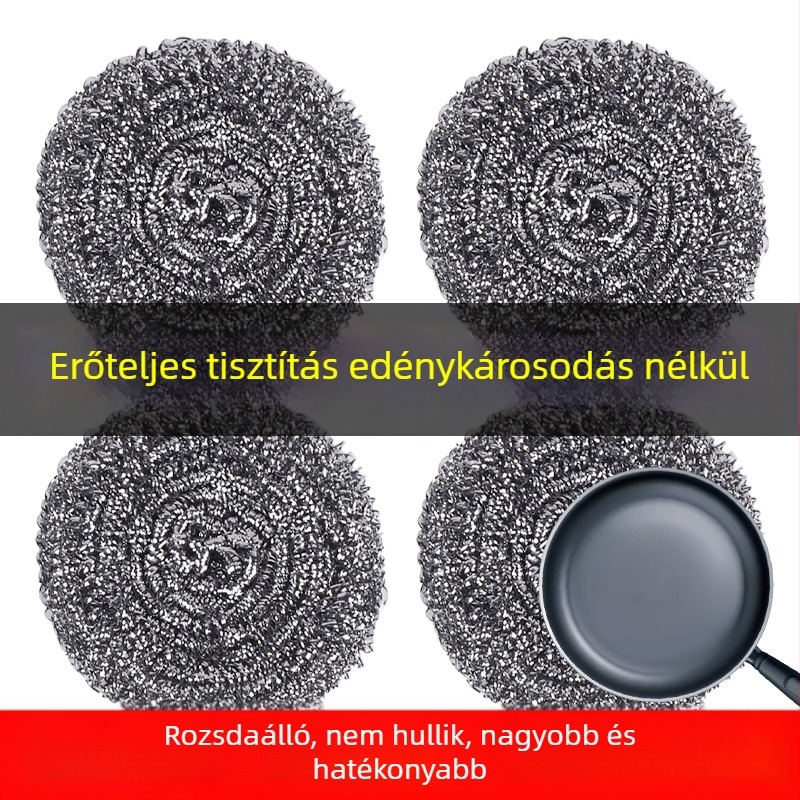 Háztartási rozsdamentes acélgolyó, nem hullik szál, mosogatáshoz és edényekhez, többfunkciós tisztító golyó a tűzhelyhez.