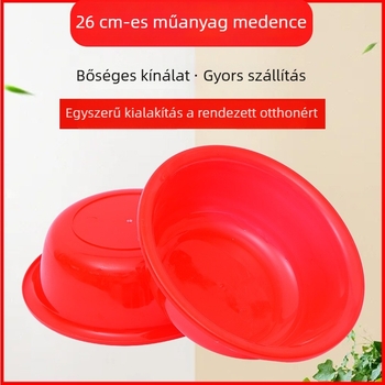 26 cm-es műanyag mosóedény zöldségek és gyümölcsök mosására, piros, háztartási konyha, kis méretű, vastagított