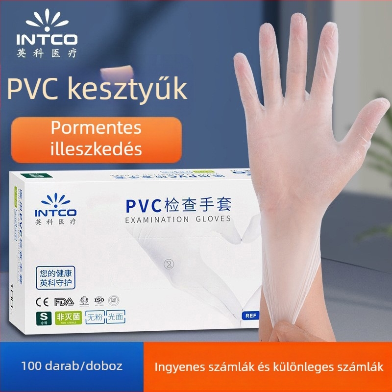 Egyszer használatos PVC kesztyű, élelmiszer-minőségű, konyha, catering, sütés és háztartási tisztítás; csúszásmentes és tapadásmentes.