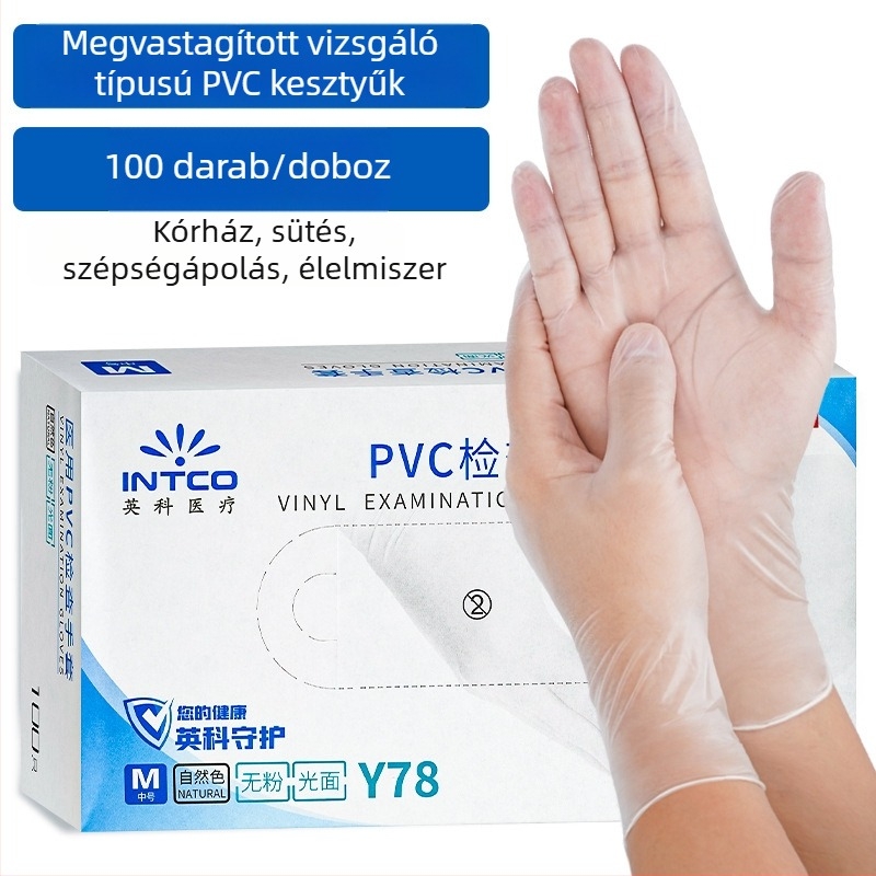 Egyszer használatos PVC kesztyű, élelmiszer-minőségű, konyha, catering, sütés és háztartási tisztítás; csúszásmentes és tapadásmentes.