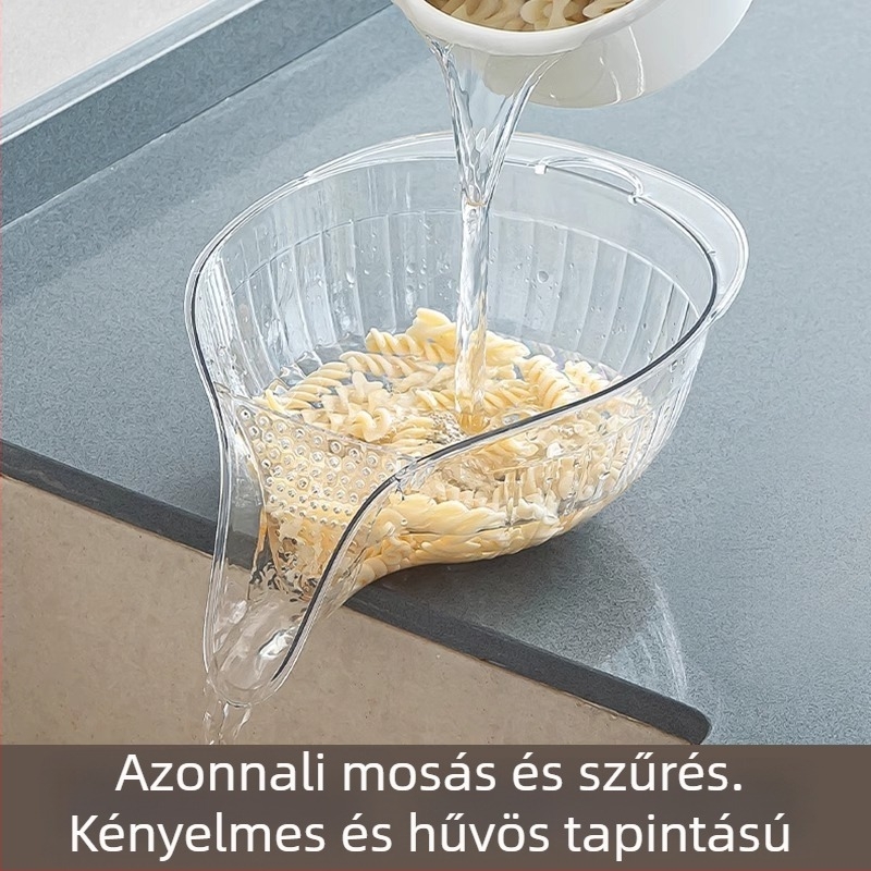 Konyhai mosókosár beépített lefolyóval, zöldségekhez, gyümölcsökhöz és rizshez