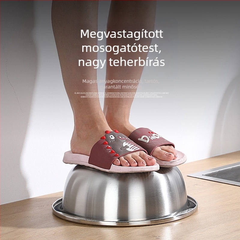 304 rozsdamentes acél edény, nagy méretű, széles peremmel, többfunkciós konyhai és háztartási mosóedény, vastag falú