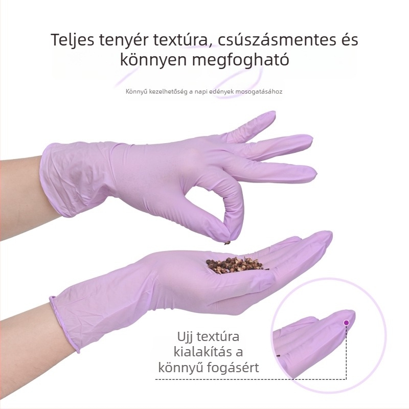 Élelmiszer-minőségű nitril kesztyűk háztartási használatra – vastagabb és hosszabb kivitel, vízálló, csúszásmentes, mosogatáshoz és edények tisztításához