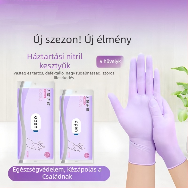 Élelmiszer-minőségű nitril kesztyűk háztartási használatra – vastagabb és hosszabb kivitel, vízálló, csúszásmentes, mosogatáshoz és edények tisztításához