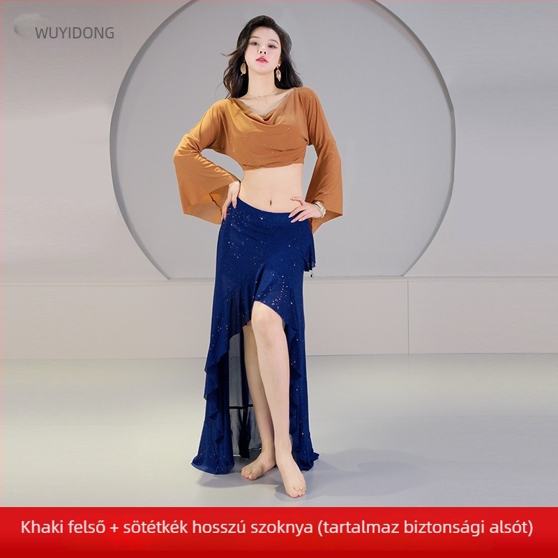 Belly Dance jelmez 2025 — eredeti, szexi hálós anyag, drapírozott gallér, karcsúsító készlet edzésre és keleti tánc előadáshoz