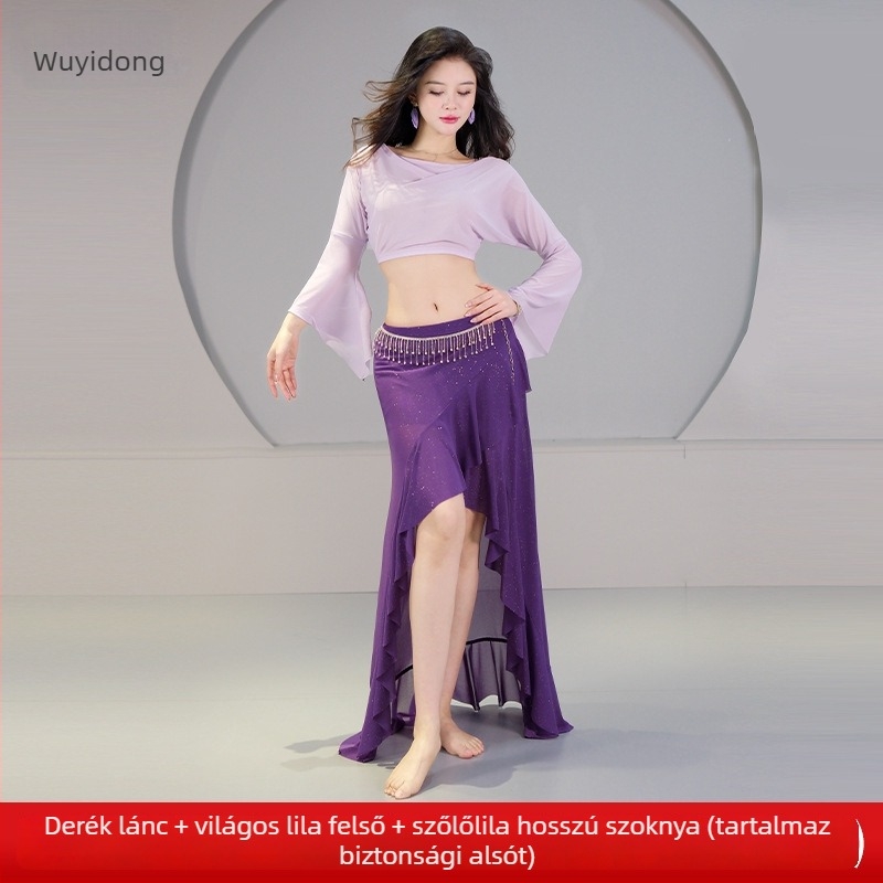 Belly Dance jelmez 2025 — eredeti, szexi hálós anyag, drapírozott gallér, karcsúsító készlet edzésre és keleti tánc előadáshoz