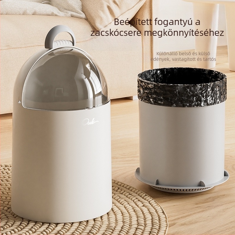 Kreatív csúszó fedelű szemetes, otthoni használatra, asztali méret, nappali, fürdőszoba és konyha, fogantyúval, nagy kapacitás, automatikus zacskó rögzítés