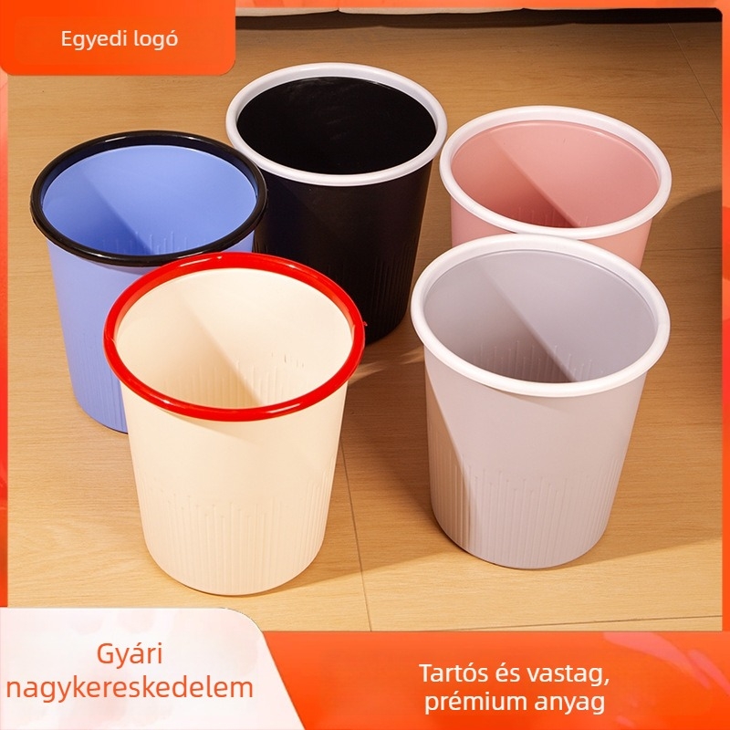 Vastagított, nagy kapacitású műanyag kuka otthoni használatra (nappali, iroda, fürdőszoba, konyha, kollégium) – fedél nélkül, 12 liter