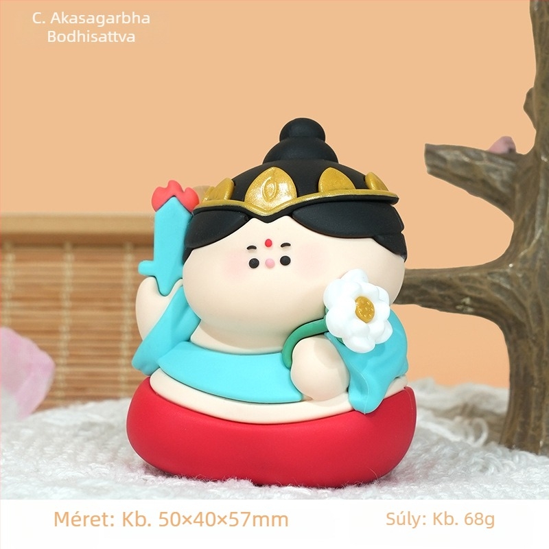 Kis Bodhisattva figurka – aranyos buddhista stílus, templomi dísz gyantából, esésálló