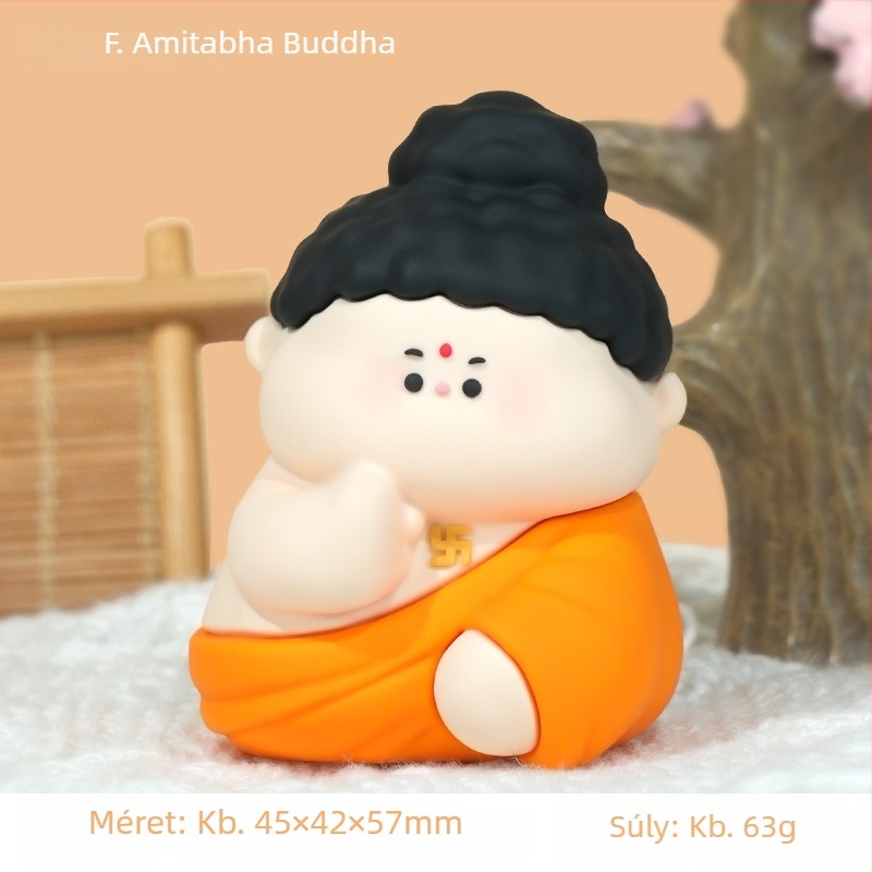 Kis Bodhisattva figurka – aranyos buddhista stílus, templomi dísz gyantából, esésálló