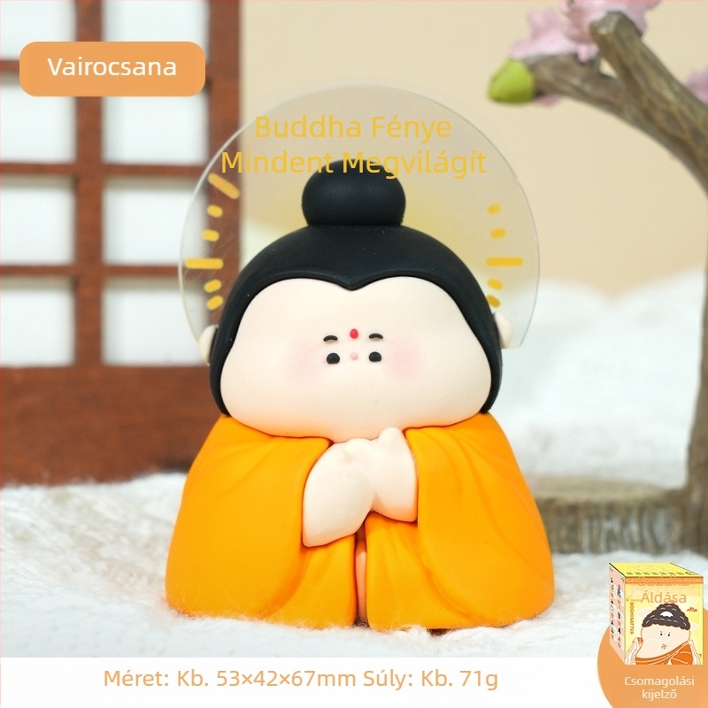 Kis Bodhisattva figurka – aranyos buddhista stílus, templomi dísz gyantából, esésálló