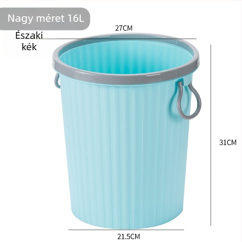 Háztartási kuka, nagy kapacitású, hengeres forma, csíkos mintázat, nyomógyűrűvel, új stílus